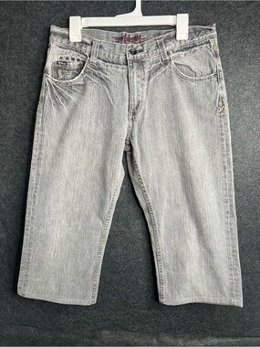 Vintage Y2K Billabong Baggy Denim Jeans Capri Gray Womens Size 34 Custom Tailor